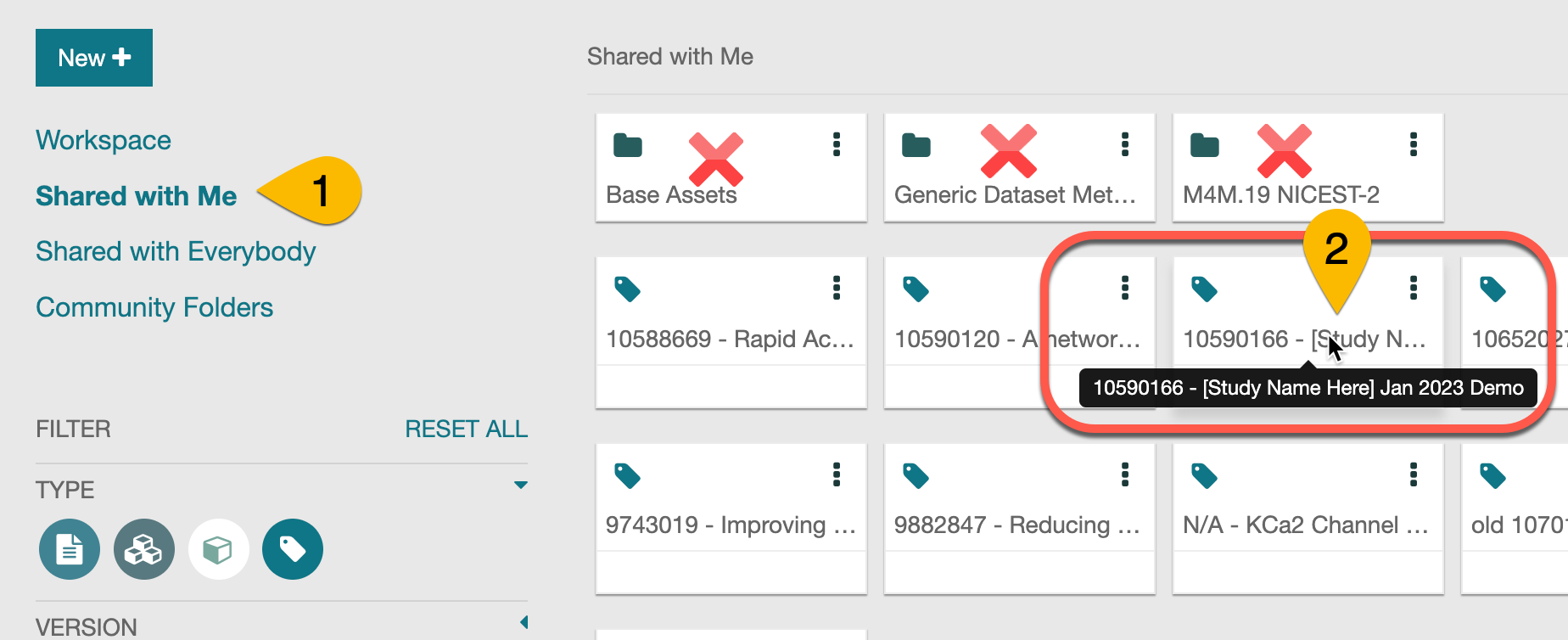 Screenshot of Shared with Me showing how to find your CEDAR form.