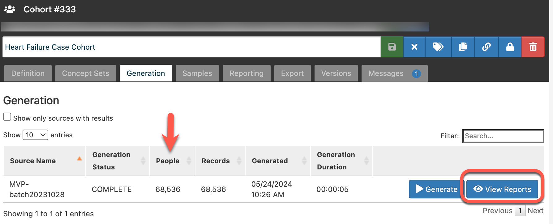 Generation tab - view reports